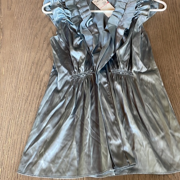 BCBG Silk Ruffle Neck Blue blouse in a size XS - Picture 4 of 9